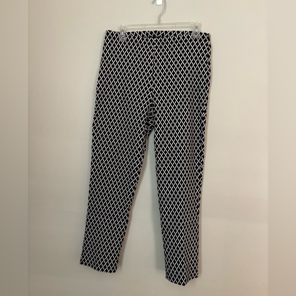 Karen Kane Size Large Monochrome Geometric Pattern Pants Stretchy Mature Career